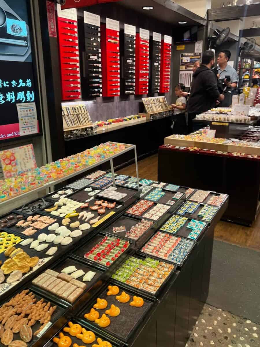 A store with many different types of chopsticks and holders on display.