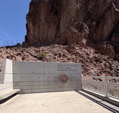 Hoover Dam memorial plaque at Mike O'Callaghan-Pat Tillman Memorial Bridge.